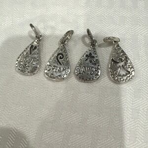 Brighton Teardrop Pendant Charms OS Silver Excellent Love Dream Laugh Angel